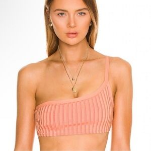 NWT L*Space Axel One Shoulder Two Tone Ribbed Bikini Top